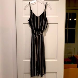 Black/Cream Vertical Striped Jumpsuit (As U Wish)